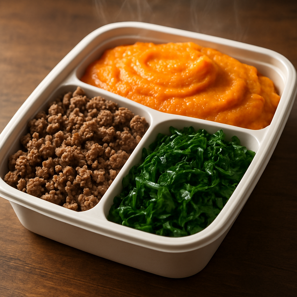 Marmita Fit para Ganho de Massa Muscular: Patinho Moído com Purê de Batata Doce e Couve