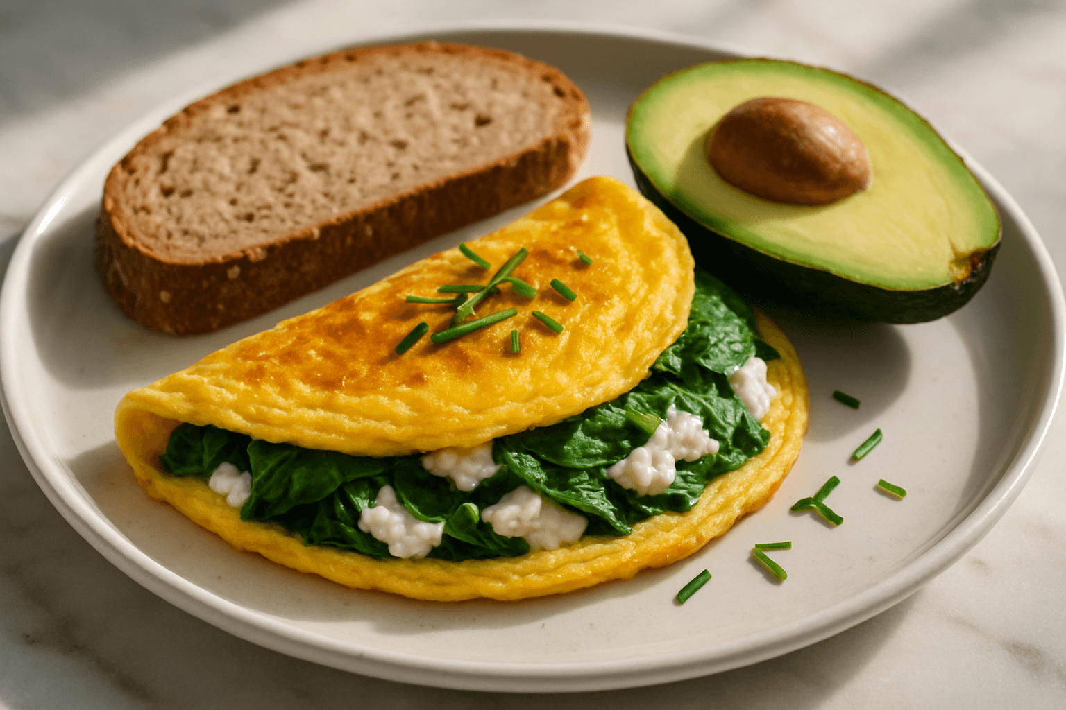 Omelete Rica em Proteínas com Espinafre e Queijo Cottage: Comece o Dia com Foco na Massa Muscular