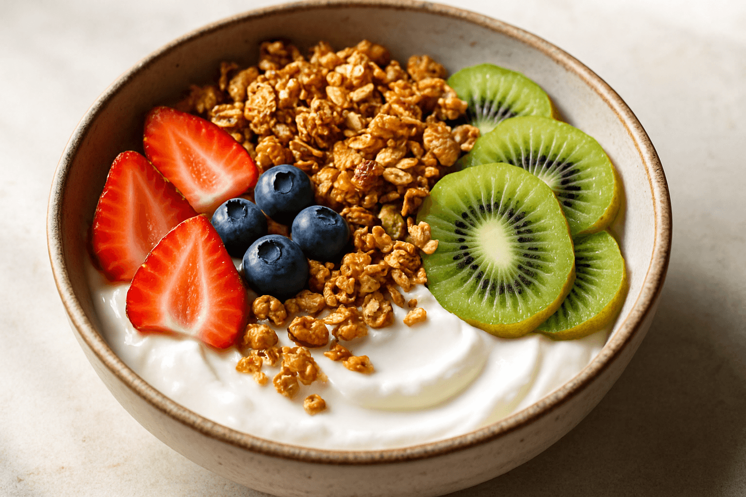 Tigela de Iogurte Grego com Granola Proteica Caseira e Frutas: Um Lanche Estratégico para sua Dieta GLP-1