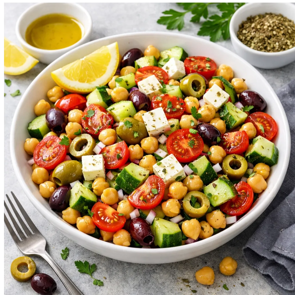 Salada Mediterrânea de Grão-de-Bico: Receita Saudável para Perder Peso com Sabor