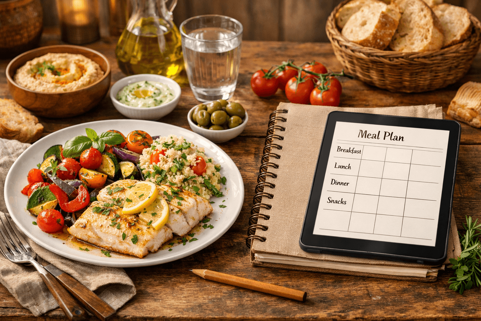 Dieta Mediterrânea: Cardápio Semanal e Receitas Práticas para o Seu Dia a Dia